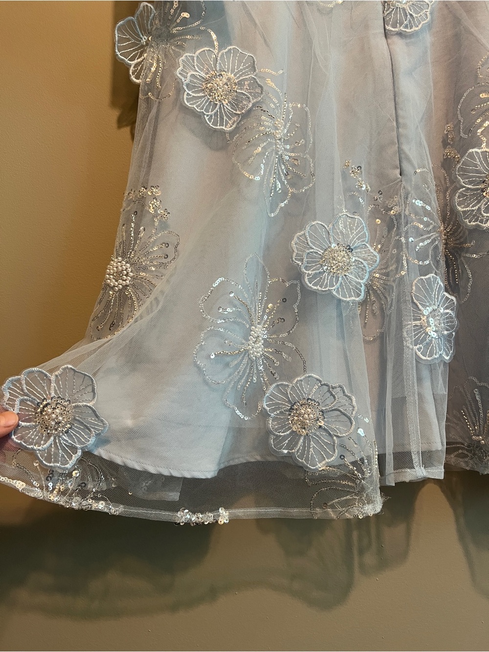 Petal & Pup Light Blue Floral Sequin Mini Dress - Picture 7 of 8